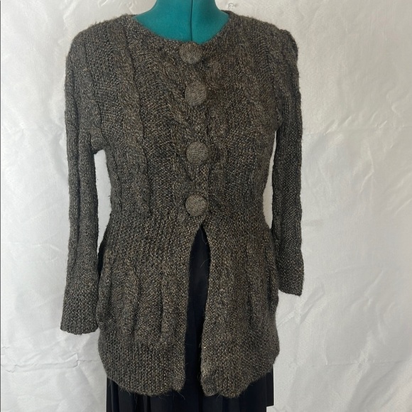 Caamano Sweaters - Caamaño 100% Alpaca Hand Knit Sweater Jacket Size Medium Peru Boho Cottagecore